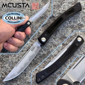 Mcusta - The Executive Personal Folding Steak Knife - MC-0223D - Black Micarta, Aluminum & Damascus - knife
