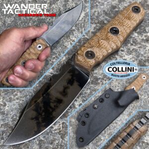 Wander Tactical - Scrambler Pirate Clip Knife - Acid Black Blood & Brown Micarta - Handmade Knife