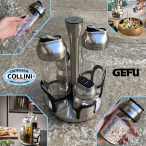 Gefu - Vinegar-oil and spice cruet stand KIPPO, 5-piece