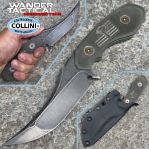 Wander Tactical - Bad Medicine Compound - 12pcs. Limited Edition - Acid D2 & Green Micarta - handmade knife