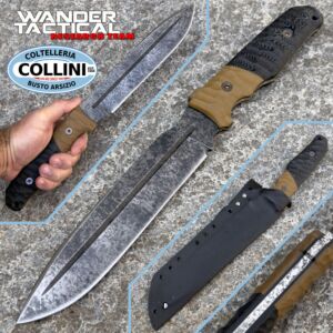 Wander Tactical - Freedom XL Drop - Limited Edition 1 of 2 - Marble D2 & Tan G10 + Black Micarta - handmade knife