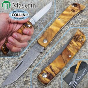 Maserin - Scout Slipjoint - Alleima Damax Damascus & Beech Burl - 163/DR - knife