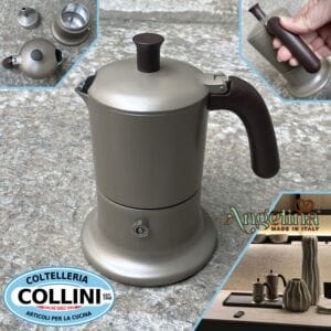 Made in Italy - ANGELINA - 3-cup aluminium coffee maker Induction - GOLD