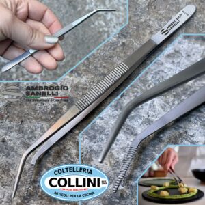 Sanelli Ambrogio - Chef's Tongs with Bent Tips, Stainless Steel - 14 cm