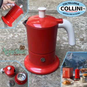 Made in Italy - ANGELINA - 3-cup aluminium coffee maker Induction - CHRISTMAS RED