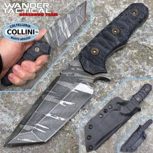 Wander Tactical - Lynx Tanto Knife - Ice Brush & Black Micarta - custom knife