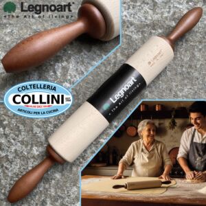 Legnoart - Beech wood rolling pin 51cm with rotating handles