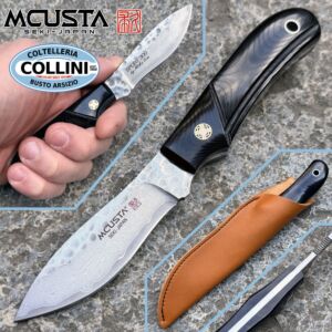 Mcusta - Sport 300 Hunting Knife - Damascus VG-10 Laminated & Black Linen Damascus - MC-0233DB - knife