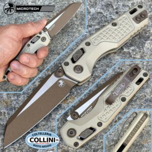 Microtech - MSI Mini RAM-LOK - Tan Cerakote M390MK & Frag Pattern Champagne Gold - 210M-1 FRCG-C19Z23 - Knife