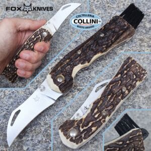 Fox - Spora - FX-409 CE - Satin 12C27 & Deer Antler - Mushroom Picking Knife