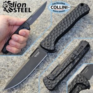 Lionsteel - Emmet Aluminum - Hammertone Black & OldBlack MagnaCut - EM01A BB - knife