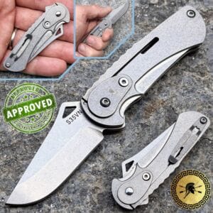 Spartan Blades - Nymph Integral Frame Mini Slipjoint - StoneWashed CPM-35VN & Titanium - PRIVATE COLLECTION - Knife