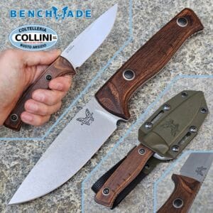 Benchmade - SlipRidge Fixed - Stonewashed CPM-MagnaCut & Stabilized Wood - 15650 - hunting knife