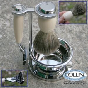 Muhle - VIVO - Shaving set with Gillette® Mach3®, handle material made of high-grade resin ivory