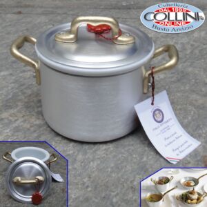 Made in Italy - 2 handle aluminum pot with ceramic bowl with lid cm. 10 - LE PICCOLE