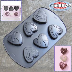 Wilton - Six Hole Decorated Heart Mini Cake Tin